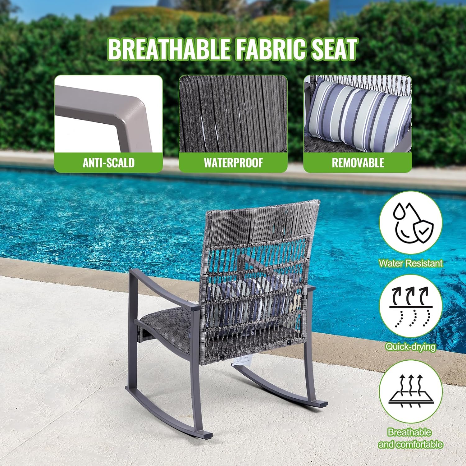 3-Piece Wicker Rocking Patio Set