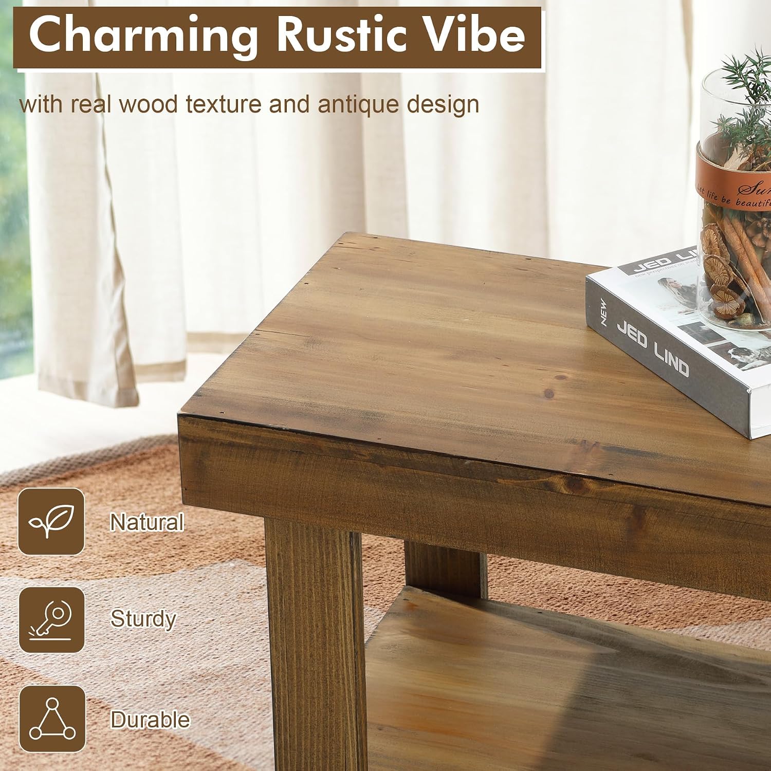 Natural Wood Storage Entryway Bench