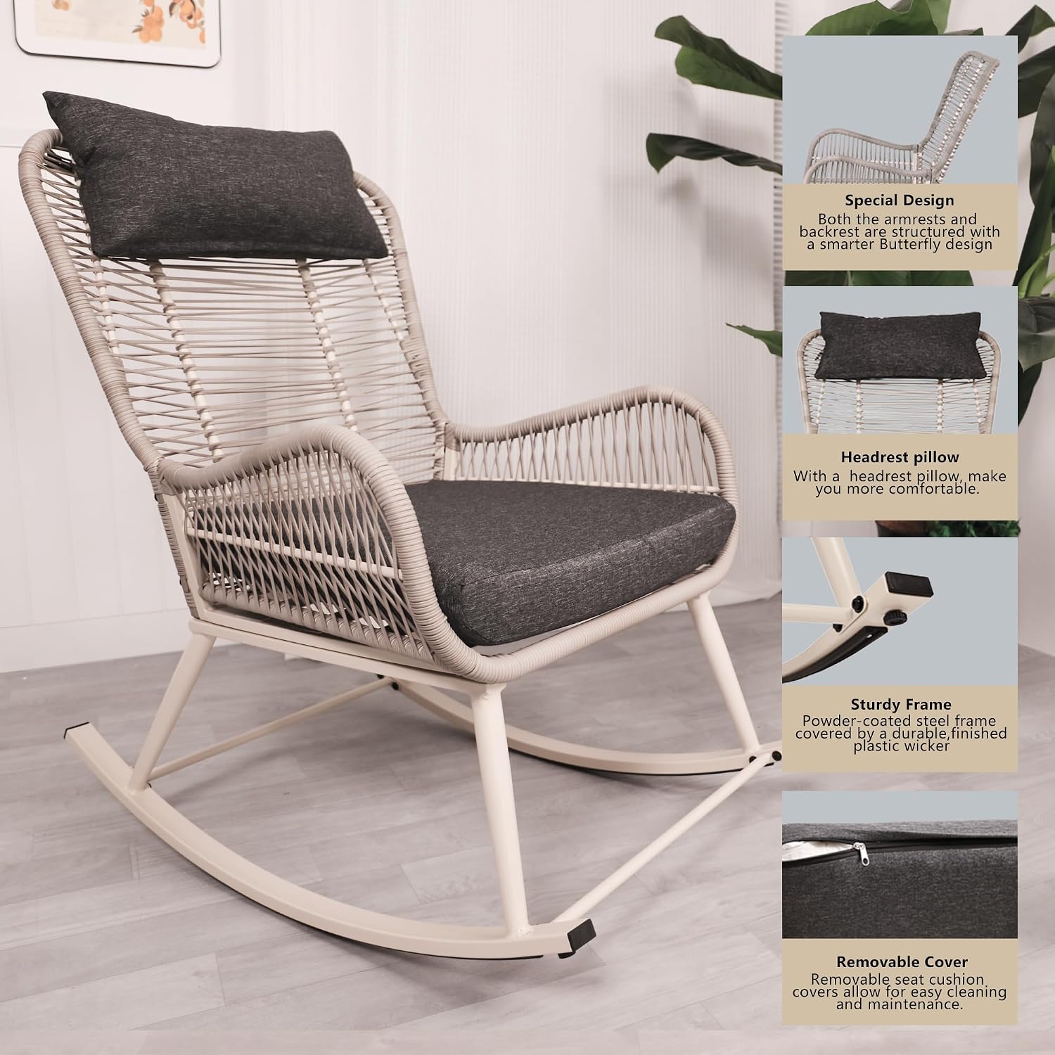 Indoor Outdoor Rocking Recliner Chair