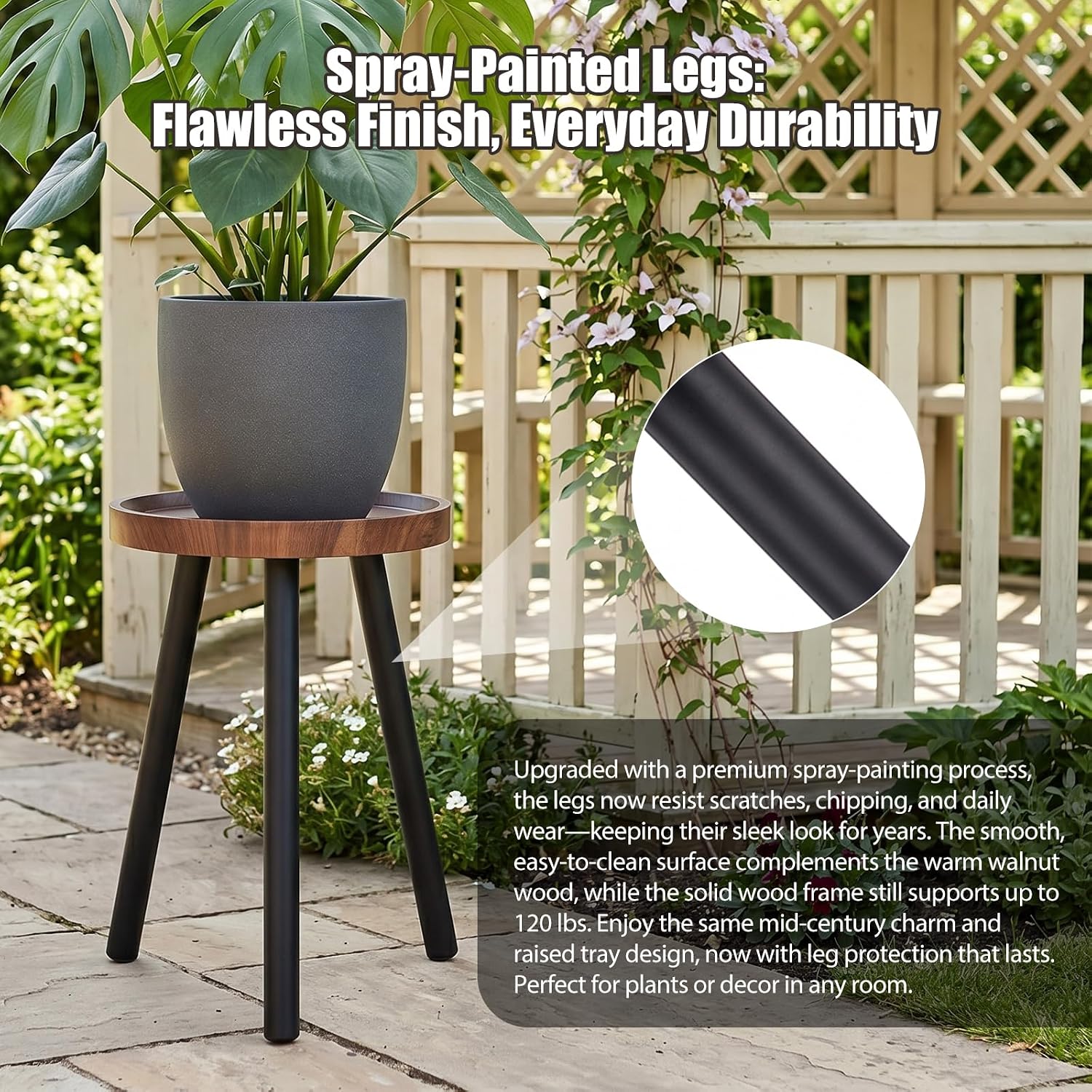 2 Pack Mid Century Wood Plant Stand