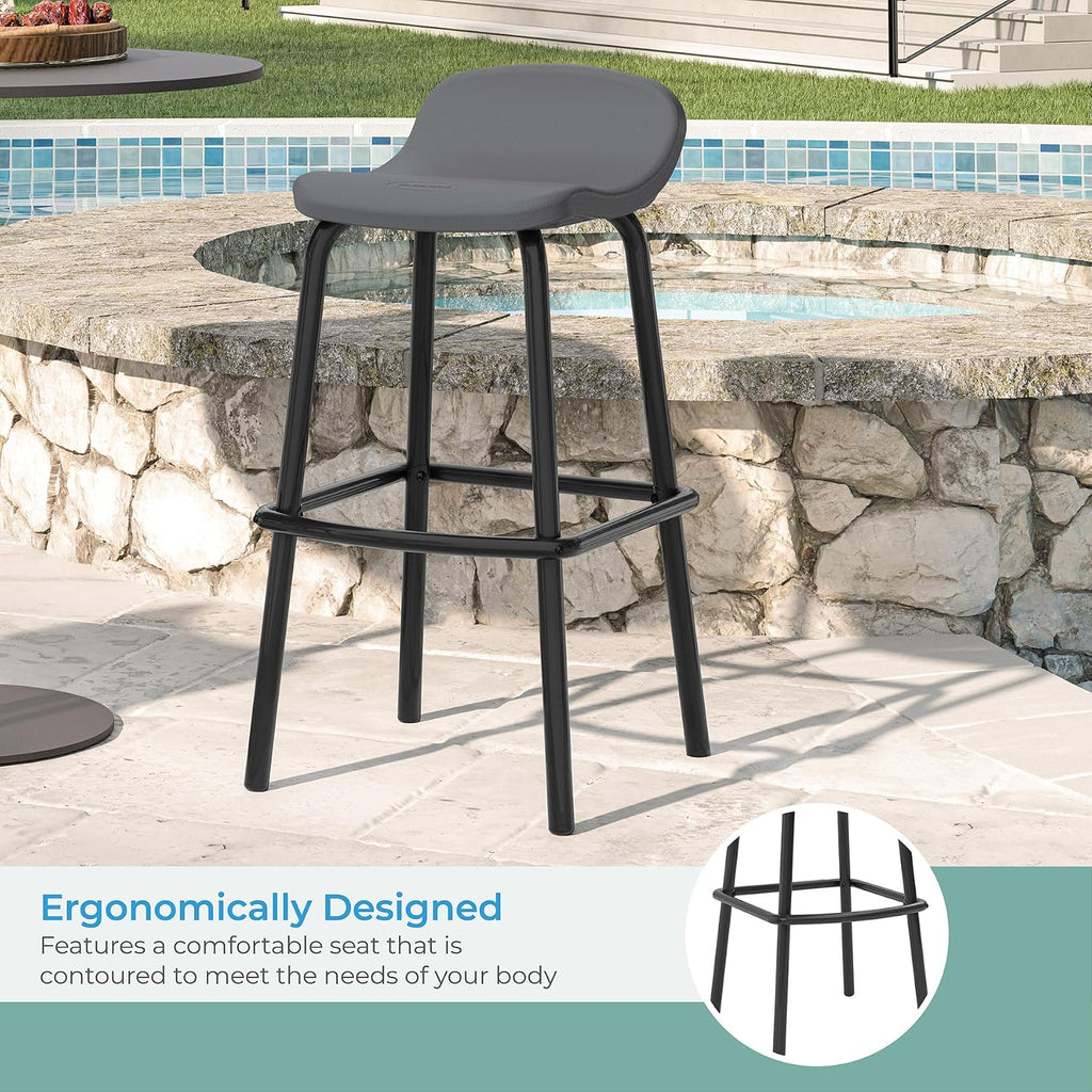 2 Cool Gray Resin Bar Stools