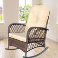 Brown Beige Wicker Rocking Chair