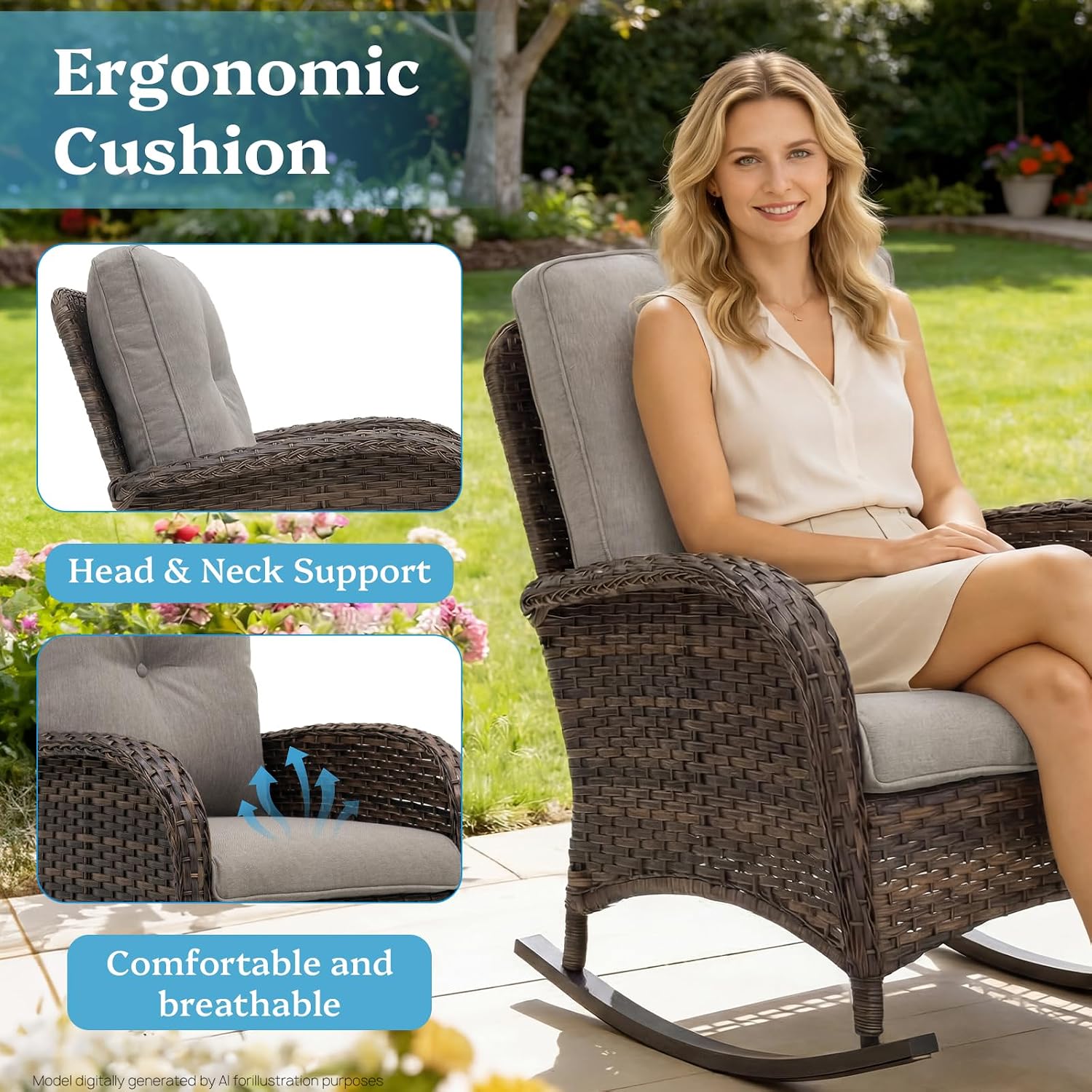 Brown Wicker Rocking Bistro Set