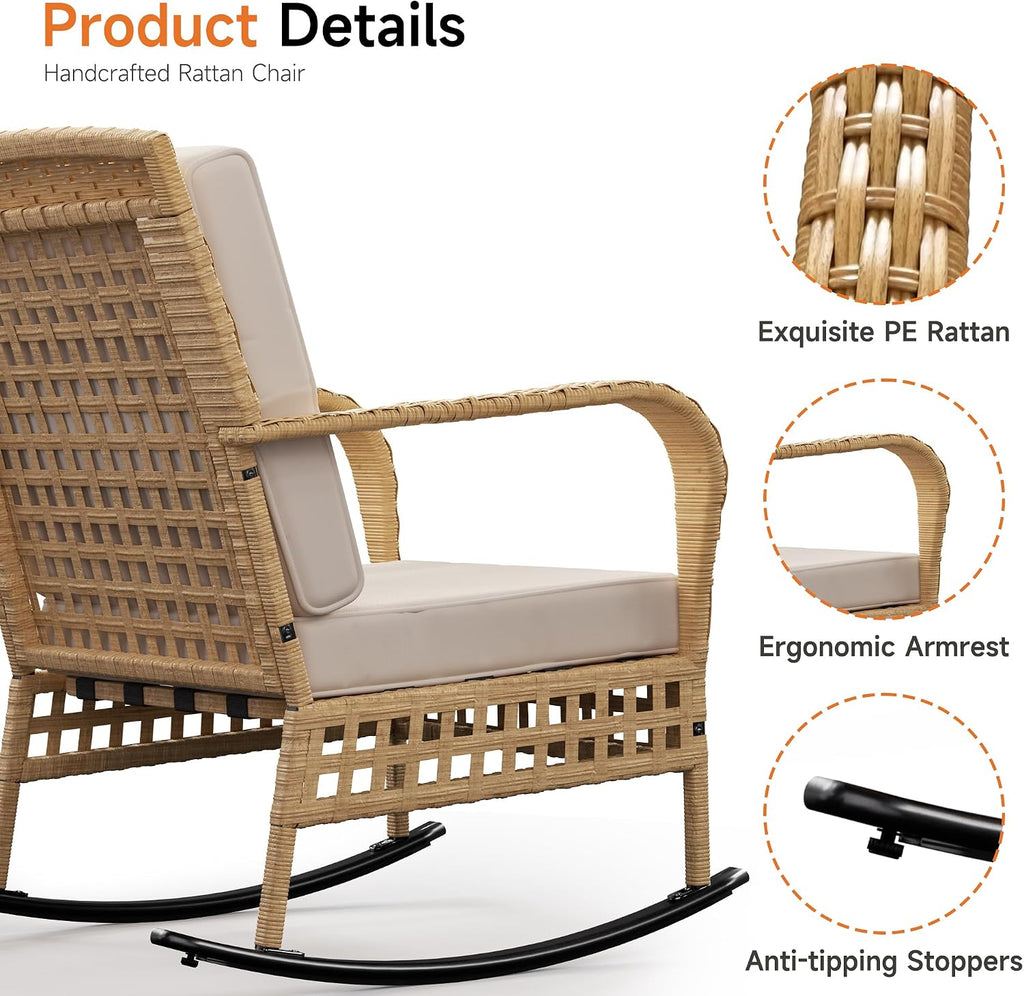3-Piece Wicker Rocking Bistro Set