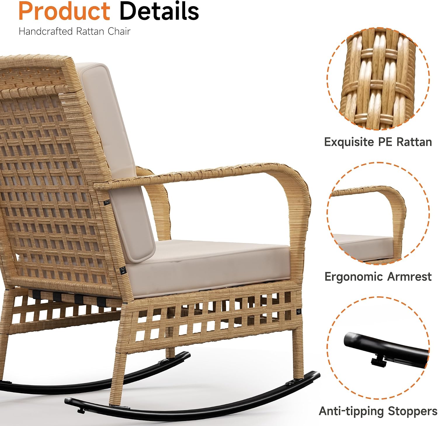 3-Piece Wicker Rocking Bistro Set