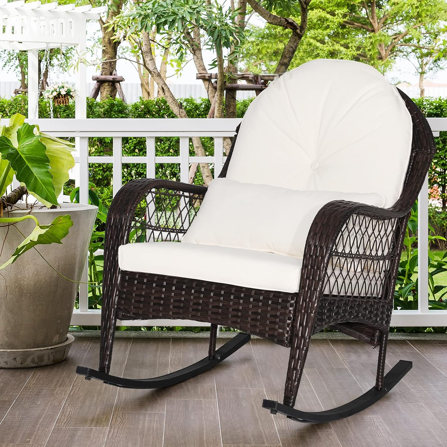 Off White Wicker Rocking Chair
