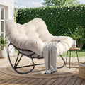 Beige Wicker Patio Rocking Chair