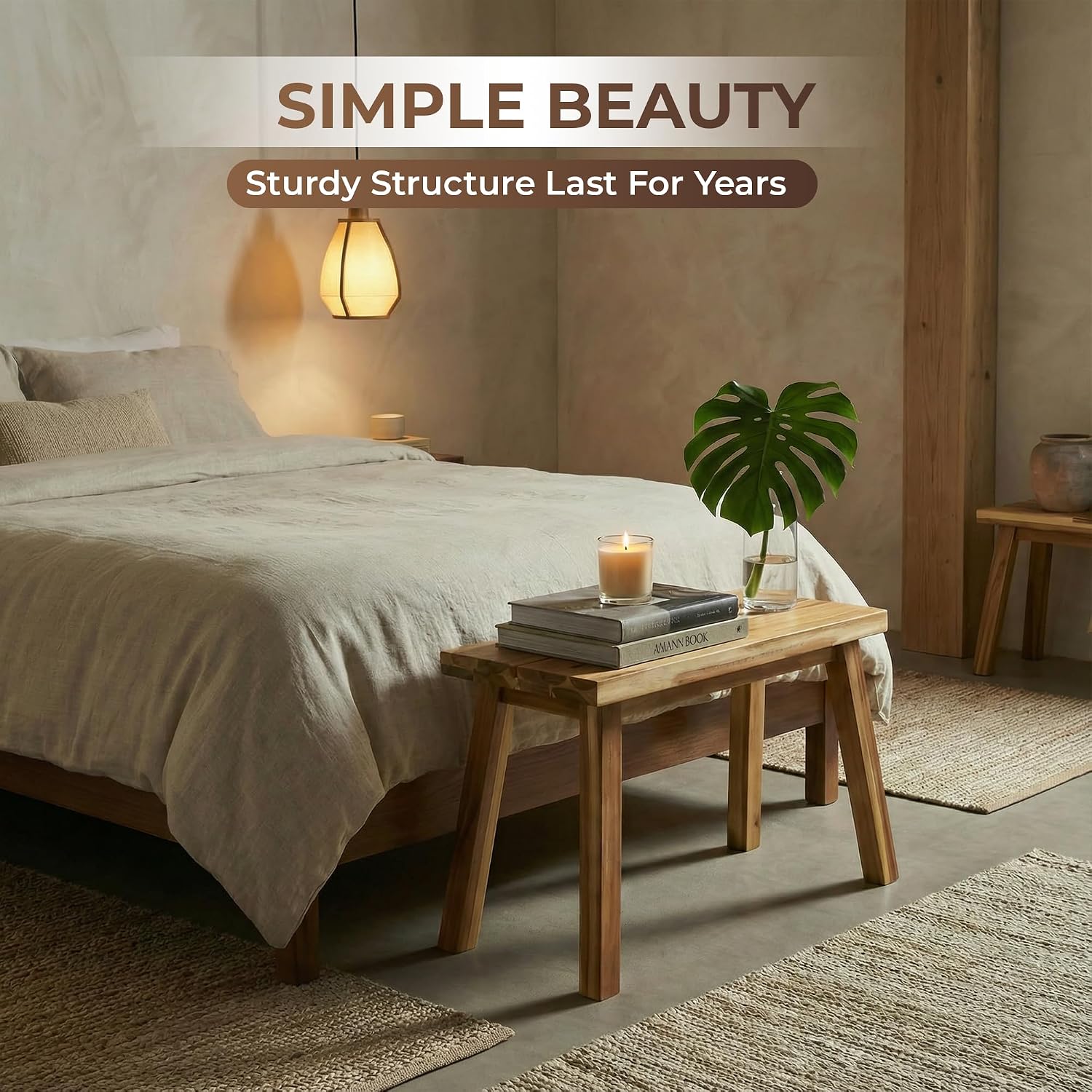 26 Inch Solid Wood Multi-use Bench