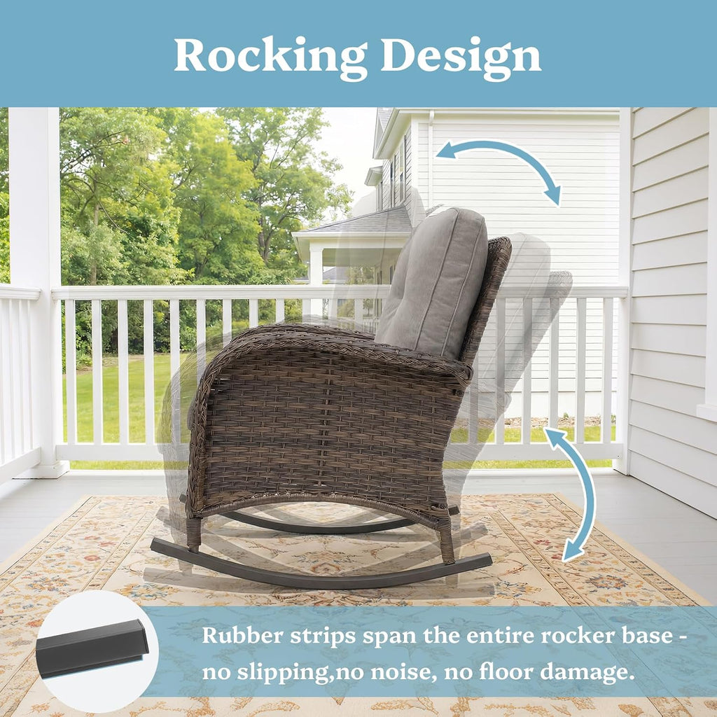 Brown Wicker Rocking Bistro Set