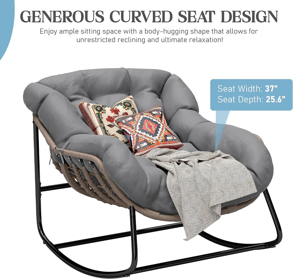 Grey Wicker Egg Rocking Chair