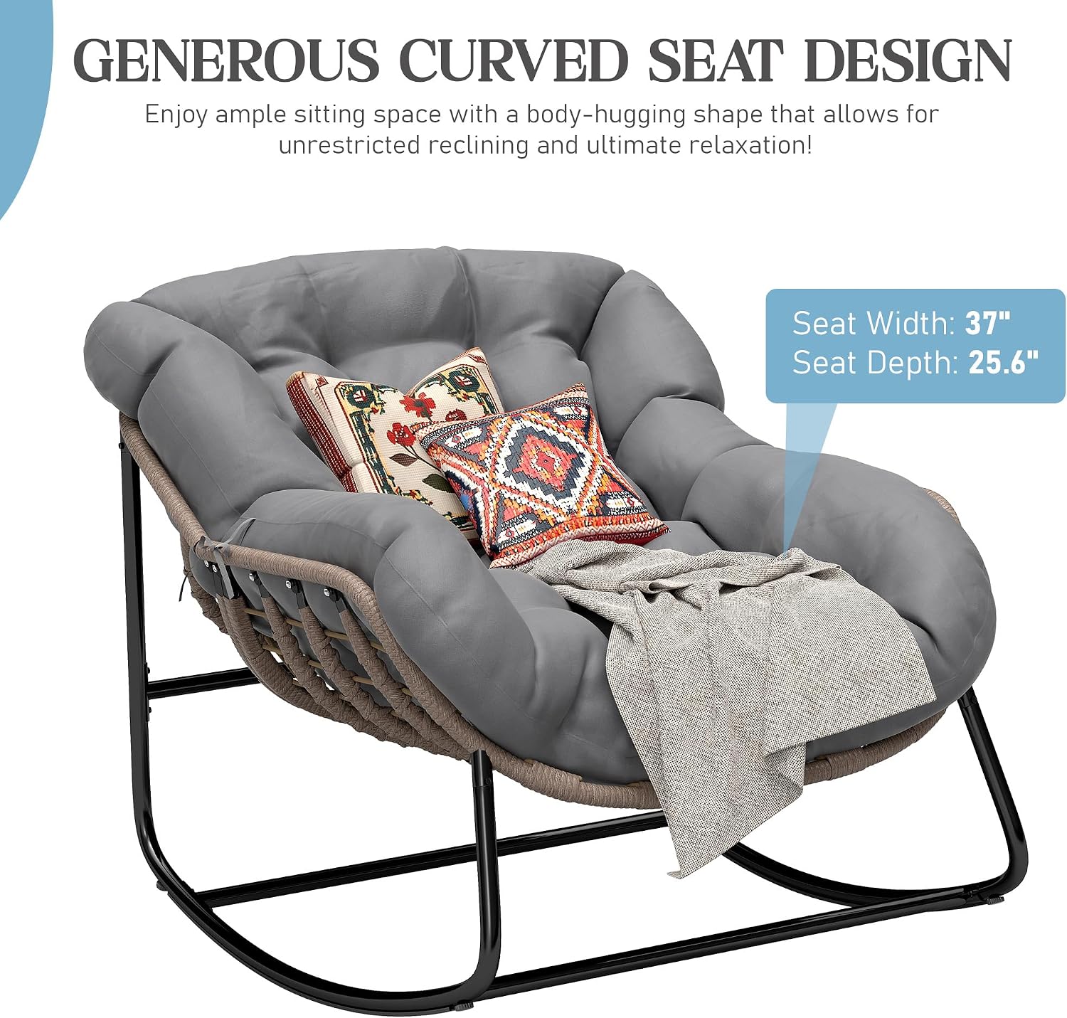 Grey Wicker Egg Rocking Chair