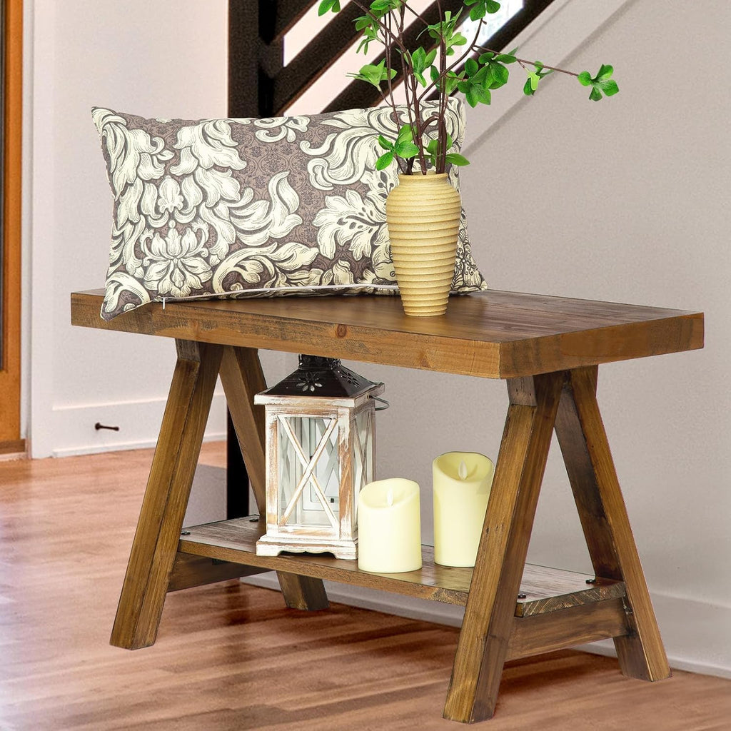 Rustic Farmhouse Wood Storage Bench