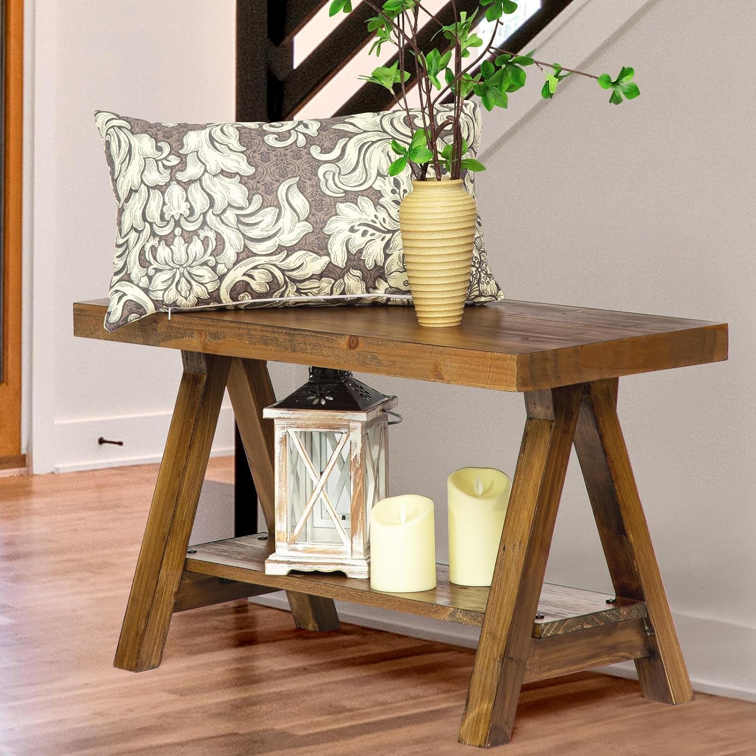 Rustic Farmhouse Wood Storage Bench