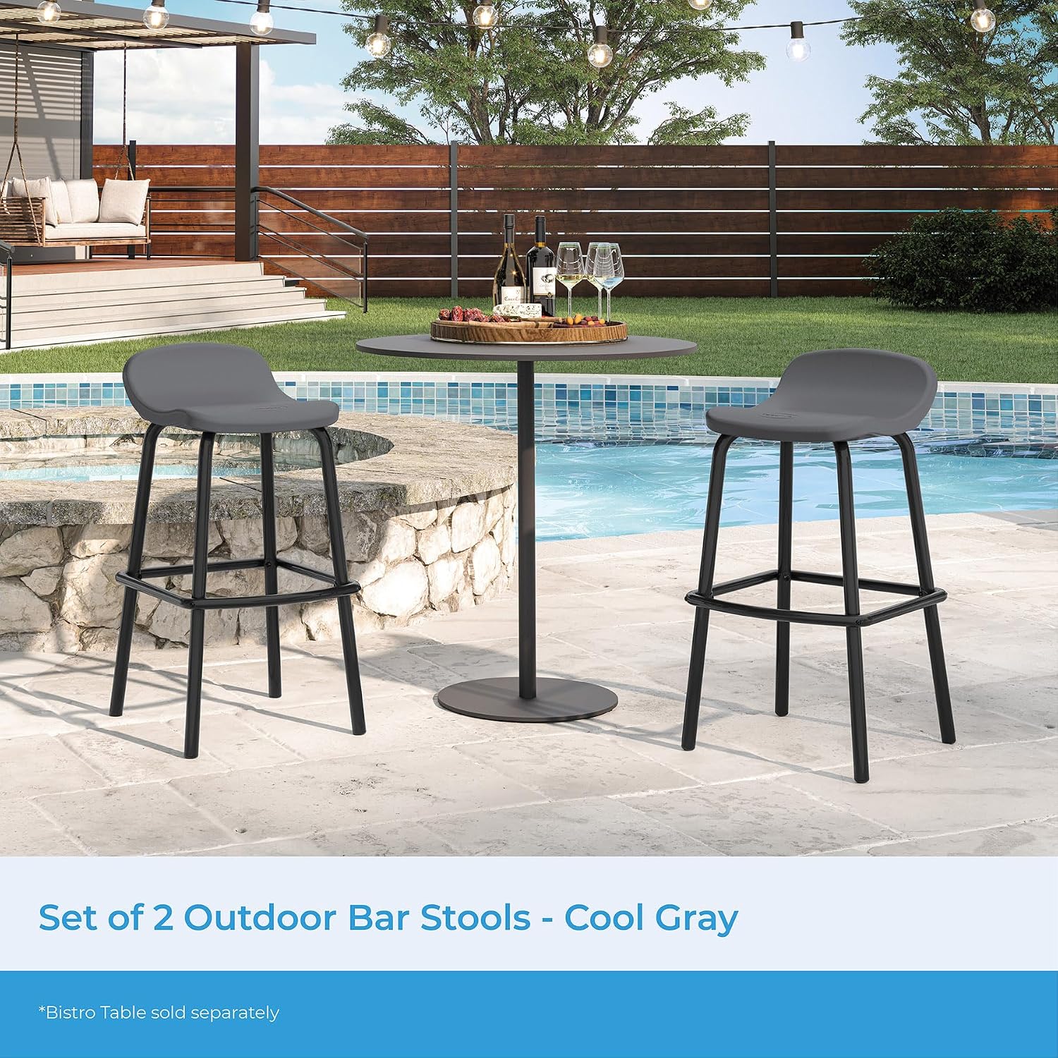 2 Cool Gray Resin Bar Stools
