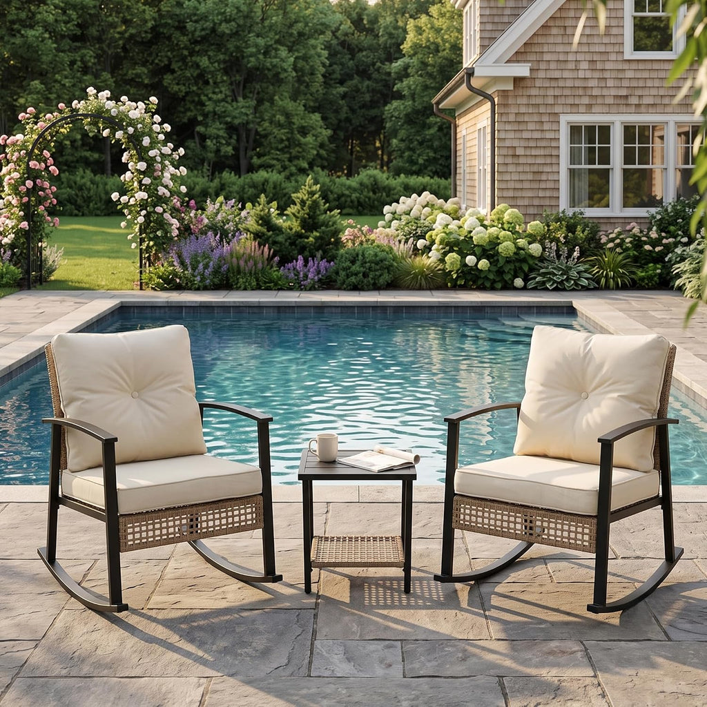 3-Piece Wicker Rocking Chair Set