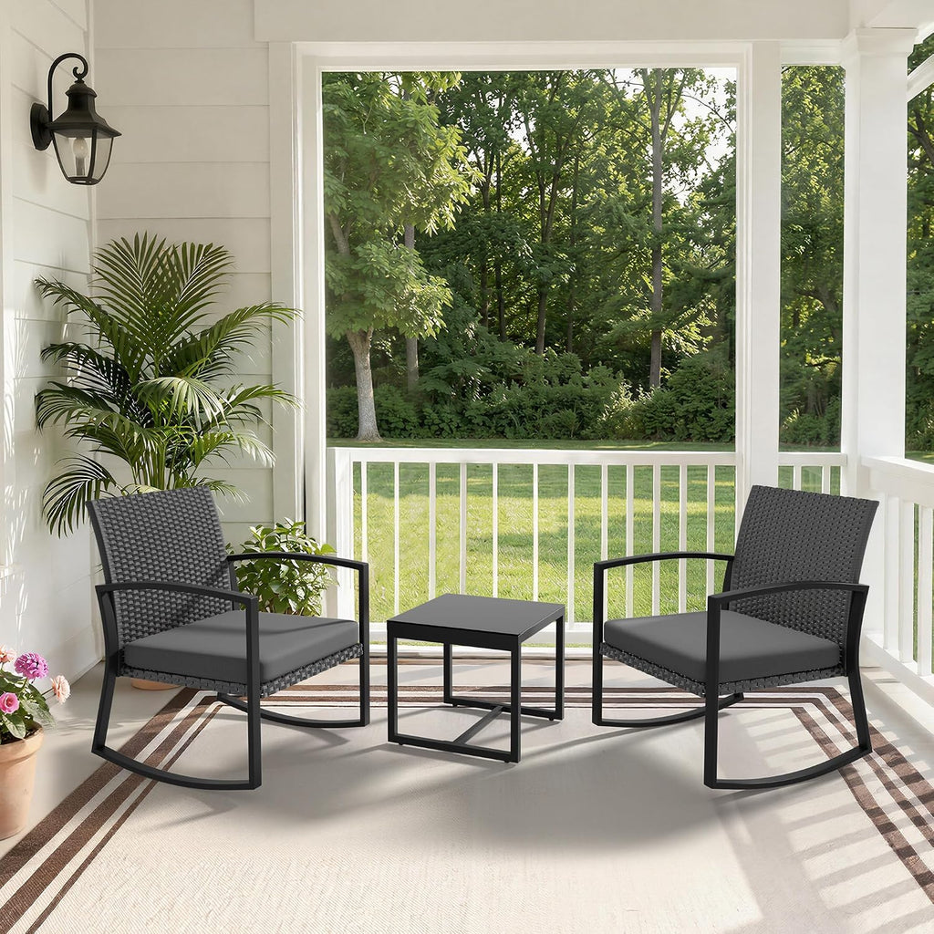 3-Piece Wicker Patio Rocking Set