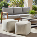 Beige PET Polyester Square Pouf Ottoman