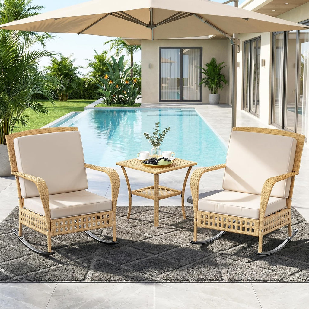 3-Piece Wicker Rocking Bistro Set