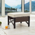 Brown Wicker X-Leg Outdoor Ottoman Footrest